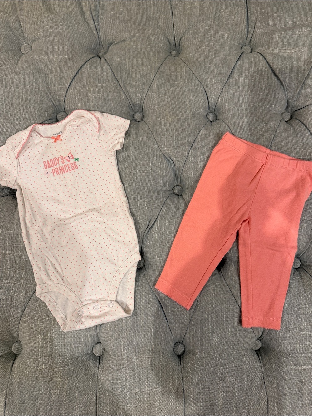 Carter's White and Coral Baby Girls 2-Piece Matching Set